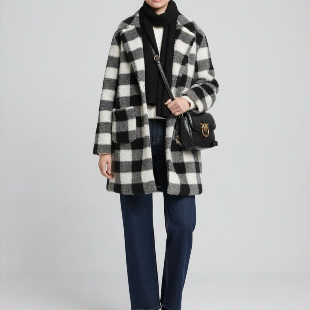 Black, White & Gray Checkered Cardigan – SHEIN Women’s Size Small | Soft Knit